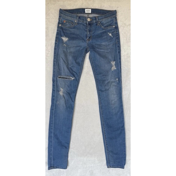 Hudson Outerwear Denim - Hudson Jeans Women's 27 Measures 29x30‎ Distressed Low Rise Denim Medium Wash